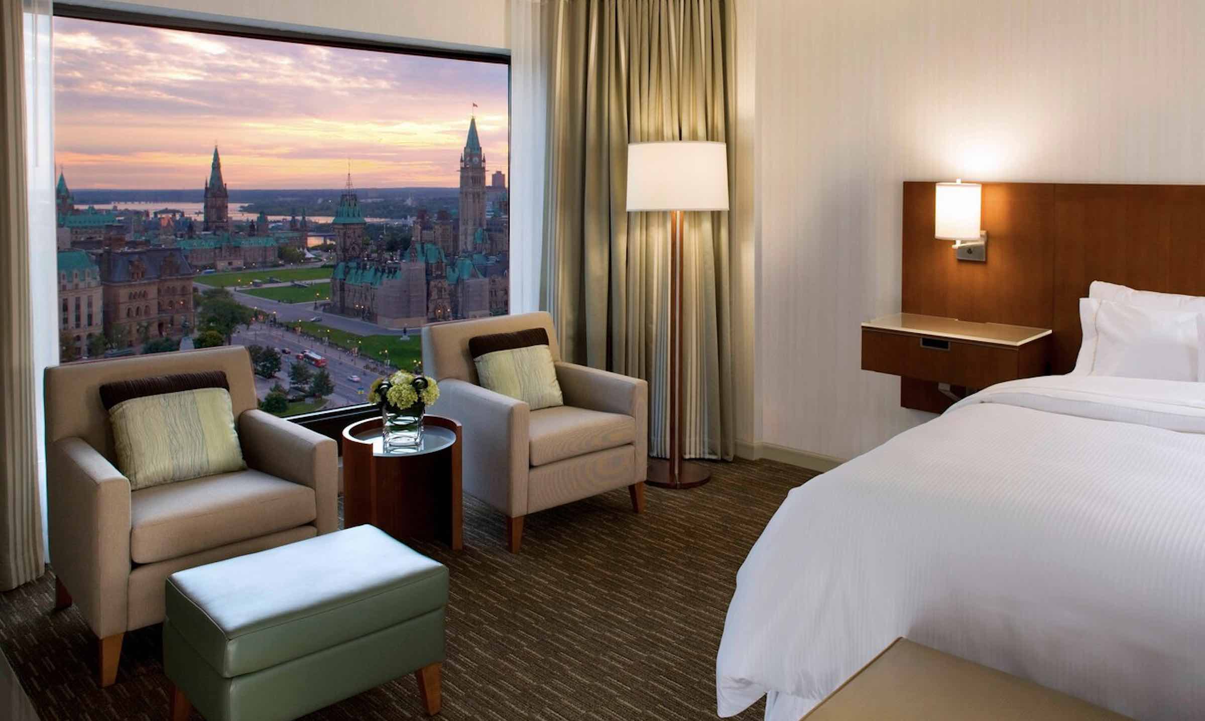 The Westin Ottawa views over Parliament buildings from room