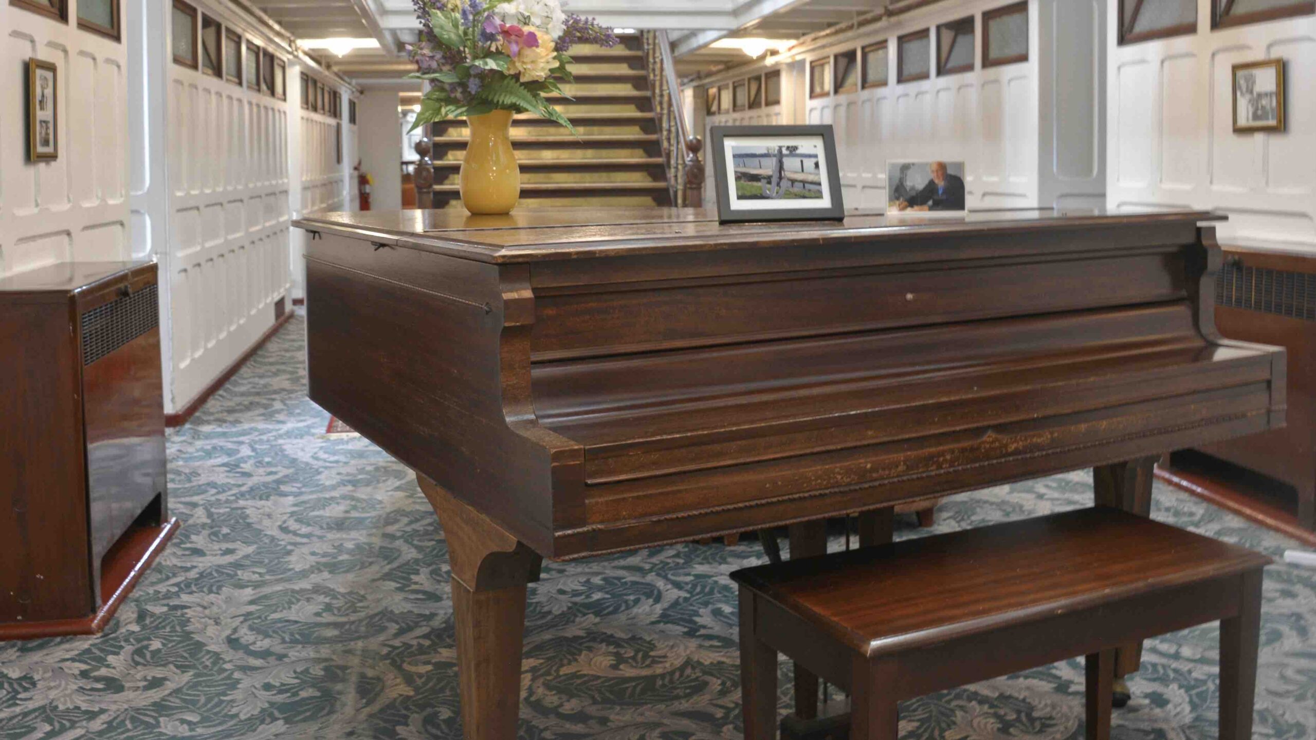 SS Keewatin's passenger lobby with piano