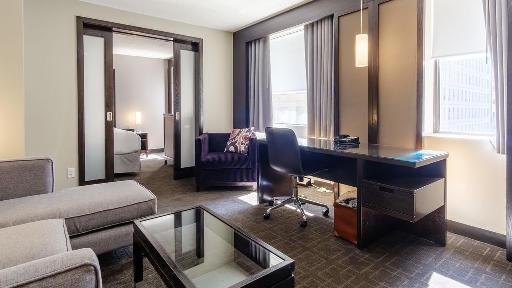 ARC THE HOTEL suite with desk at one of the best luxury hotels in downtown Ottawa