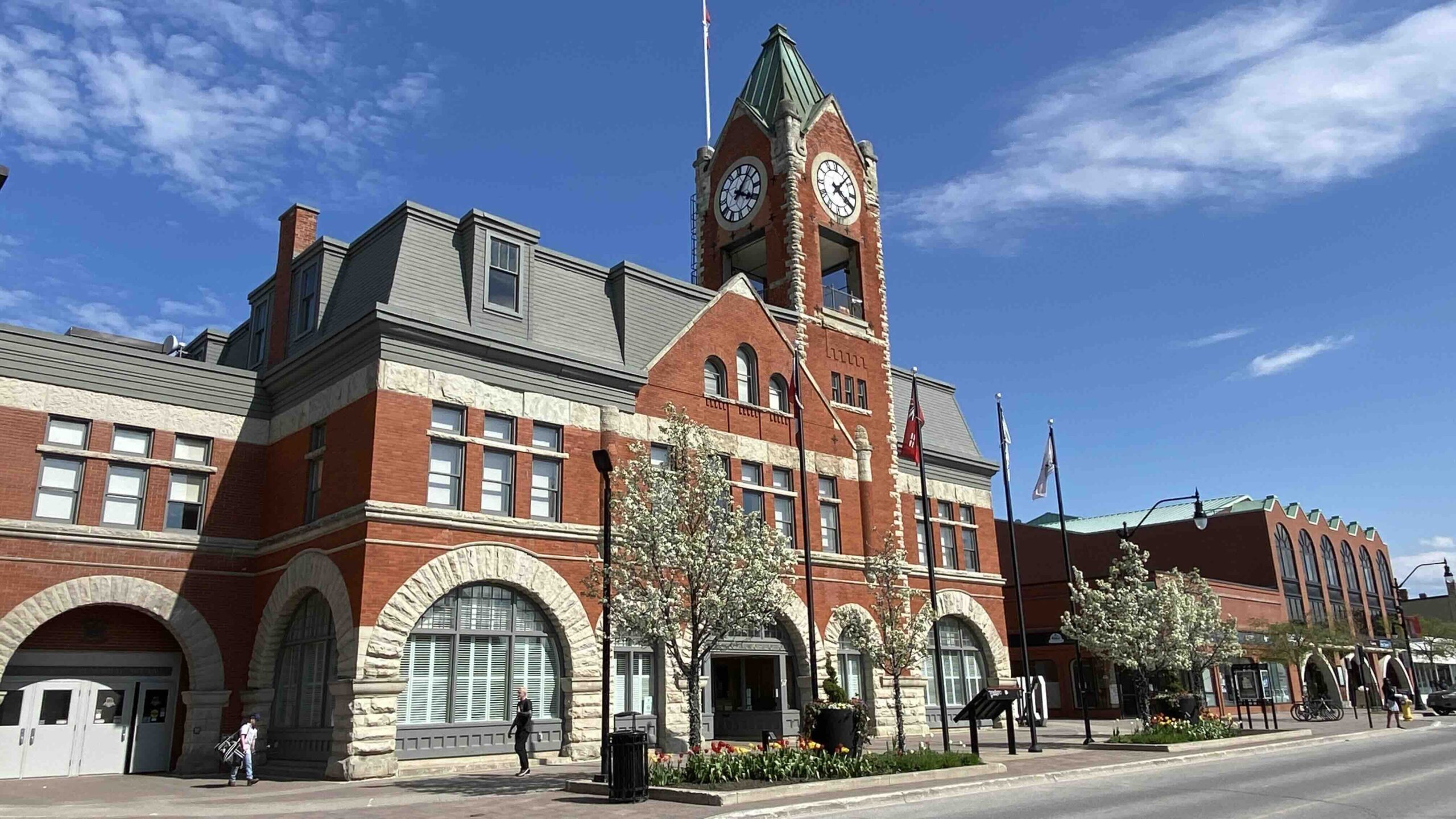 Downtown Collingwood red brick town hall in one of the best small towns in Ontario photo by Bryan Dearsley