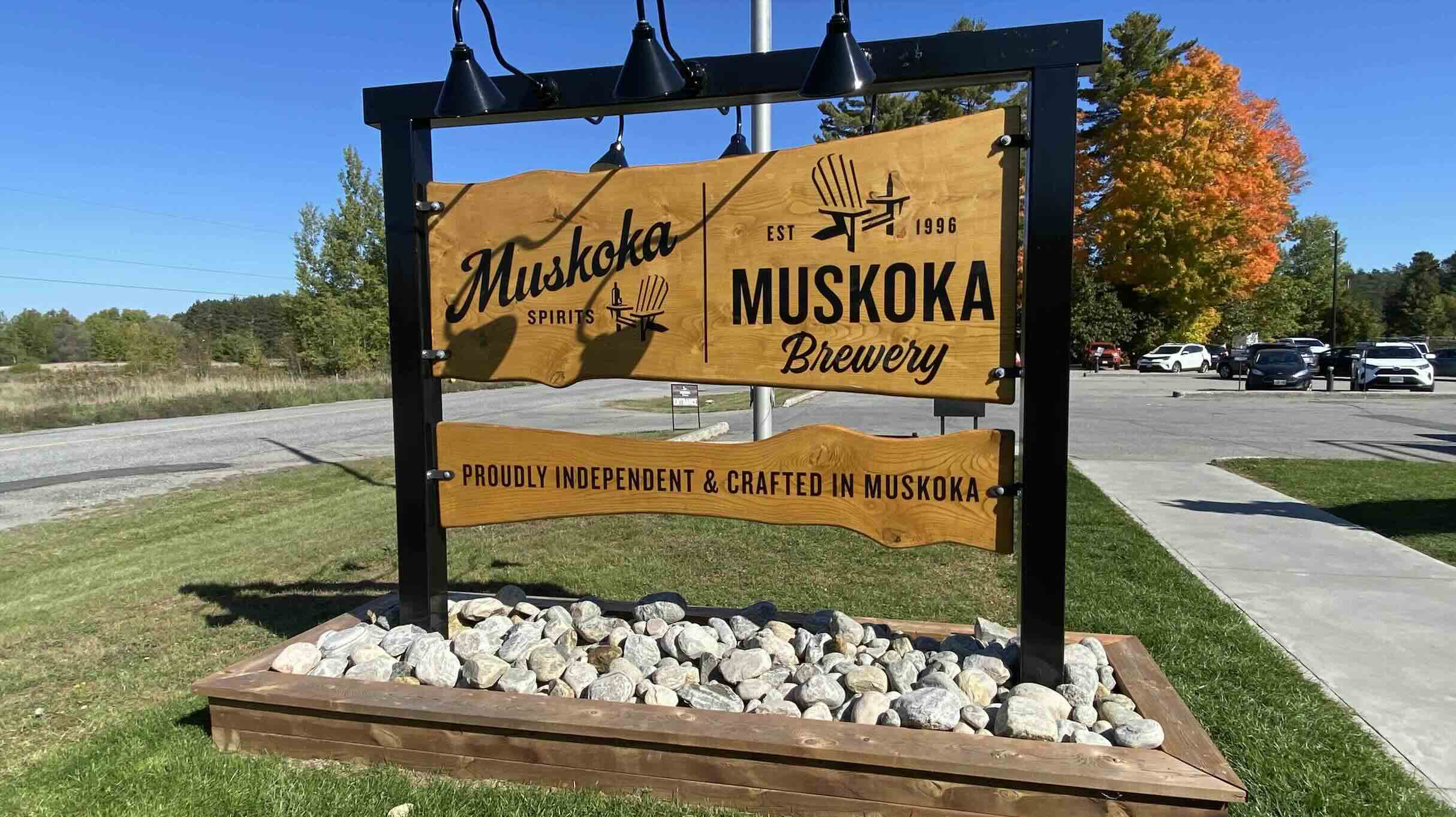 Muskoka Brewery Patio sign at one of the best breweries in Ontario on a summer day Photo by Bryan Dearsley