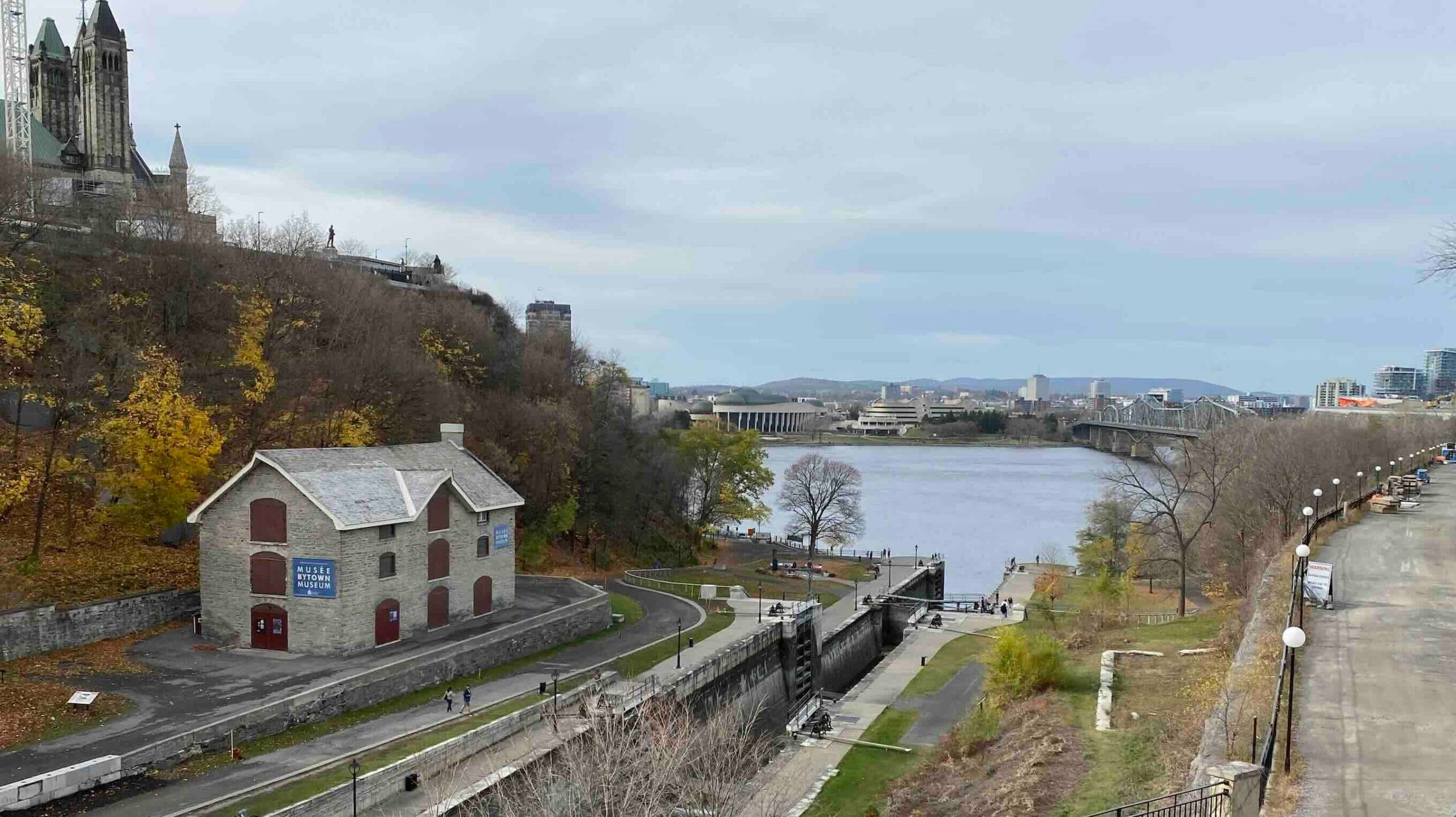 The Rideau Canal with Parliament Hill in background